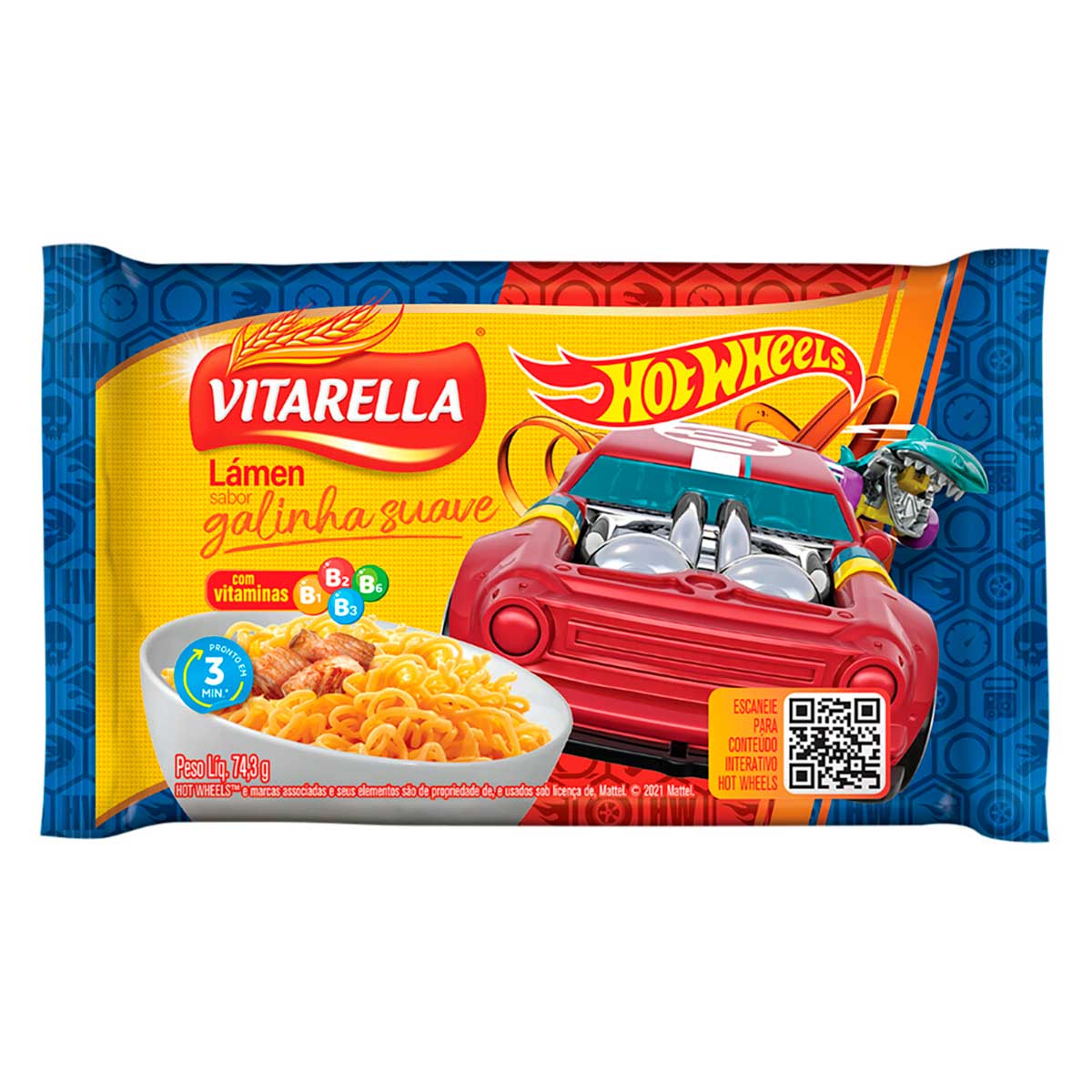 Macarrão Instantâneo Vitarella Hot Wheels Sabor Galinha Suave 74,3g