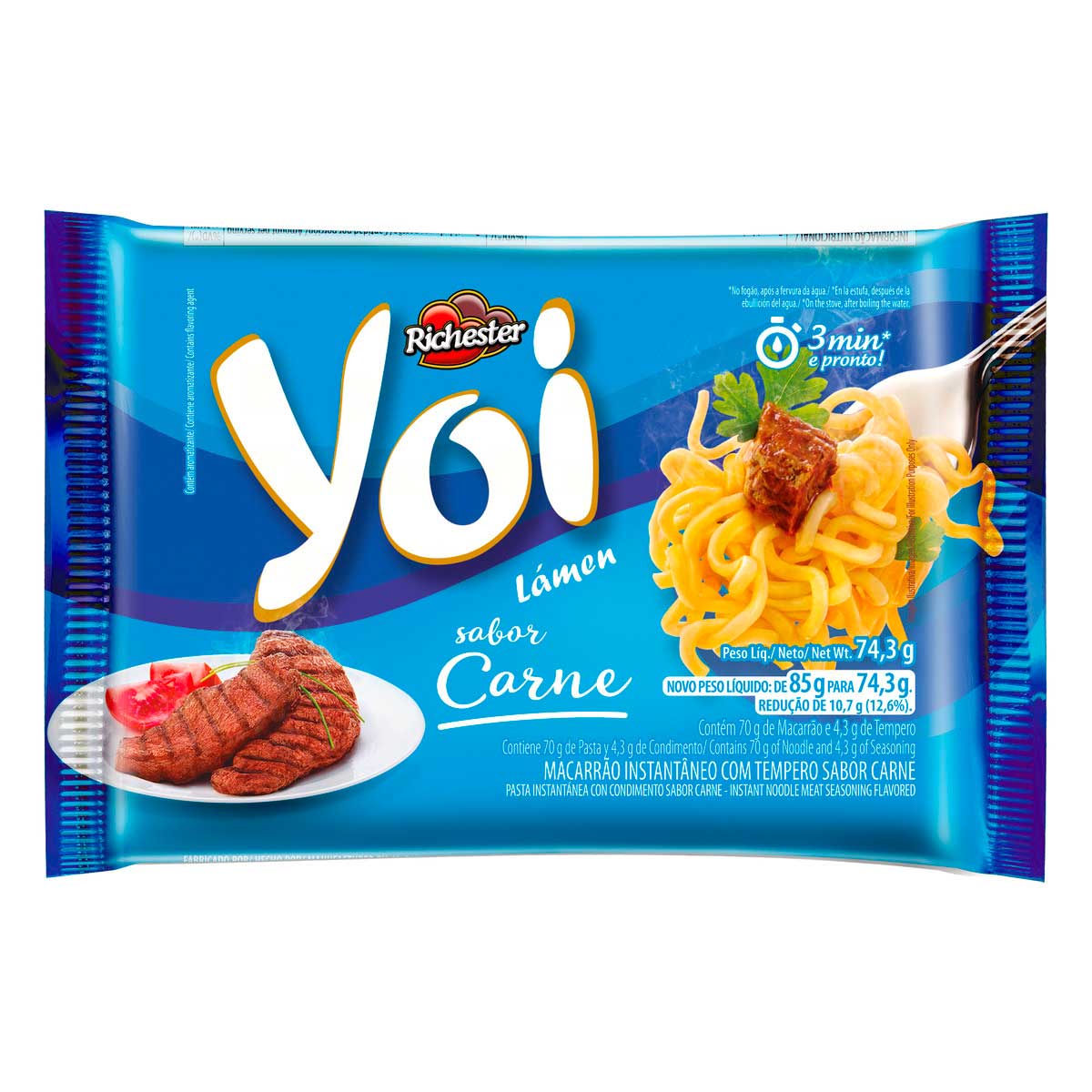 Macarrão Instantâneo Lámen Carne Richester Yoi Pacote 74,3g