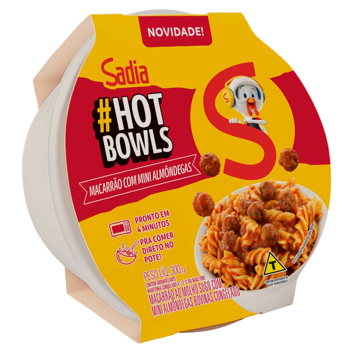 Macarrão ao Molho Sugo com Minialmôndegas Sadia Hot Bowls 300g