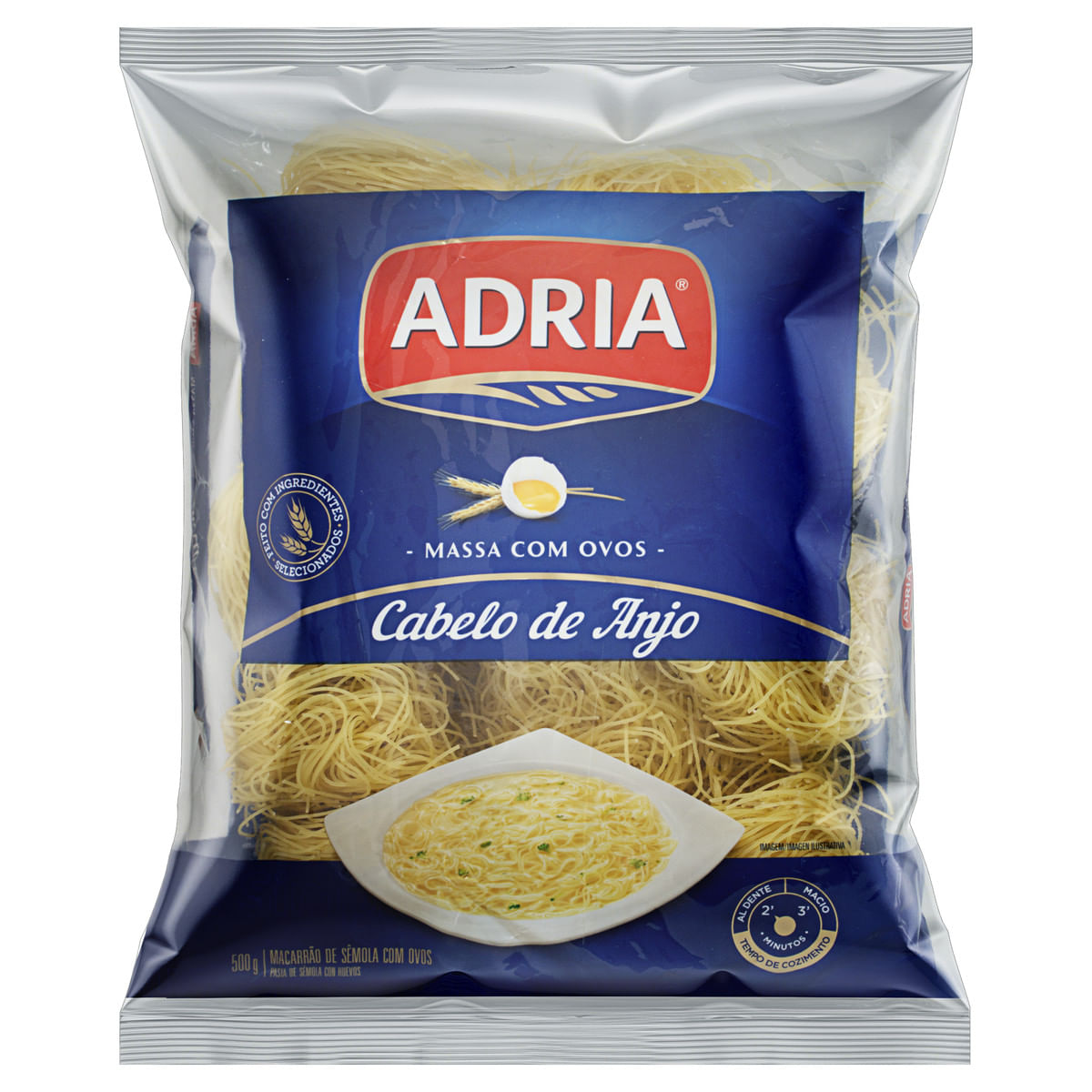 Macarrão de Sêmola com Ovos Cabelo de Anjo Adria 500g