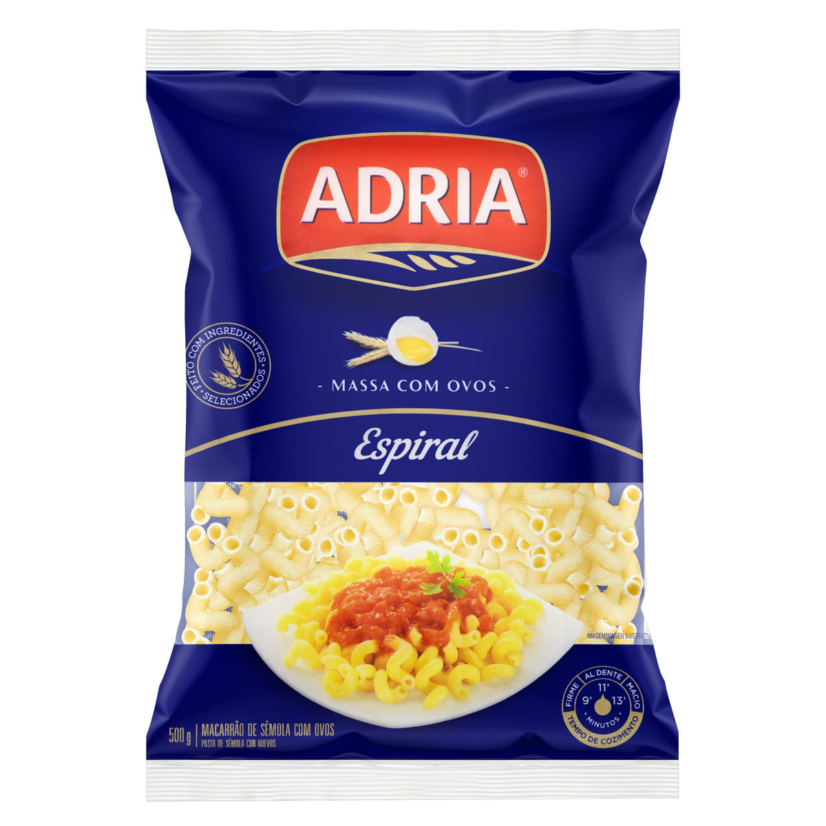 Macarrão de Sêmola com Ovos Espiral Adria 500g