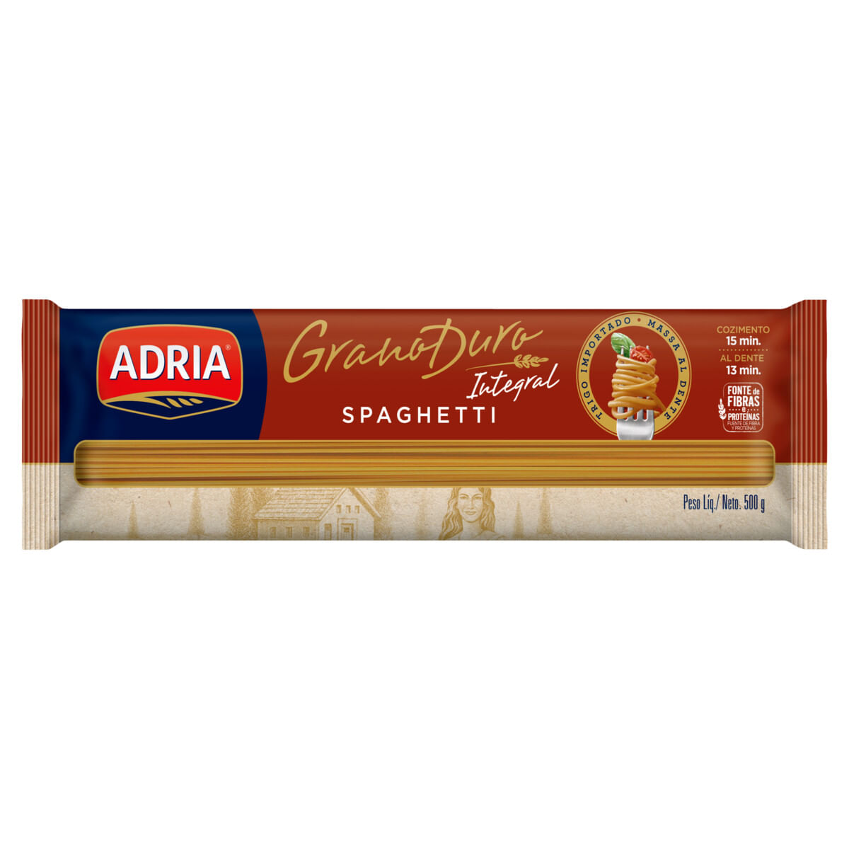 Macarrão de Sêmola Grano Duro Integral Espaguete Adria 500g