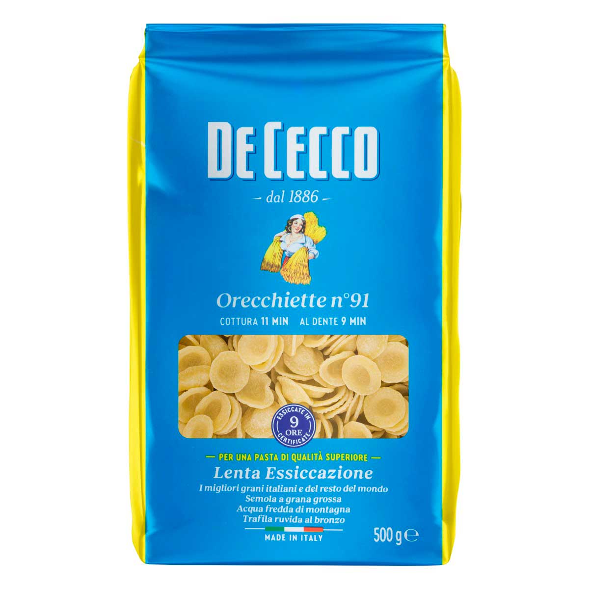 Macarrão de Sêmola de Trigo Grano Duro Orecchiette 91 De Cecco 500g