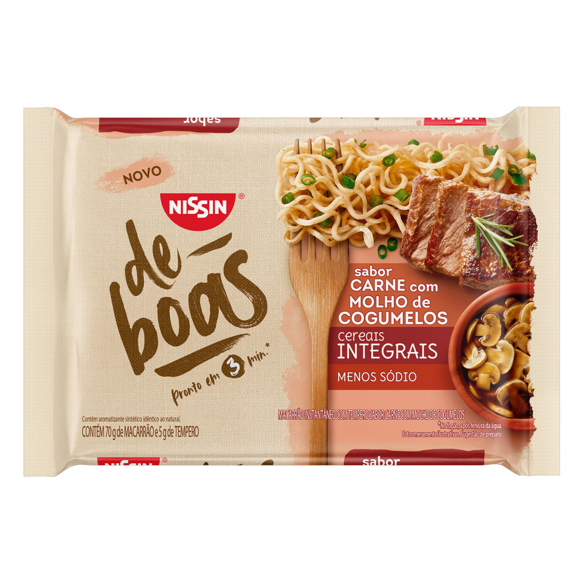 Macarrão Instantâneo Carne com Molho de Cogumelos Nissin De Boas 85 g