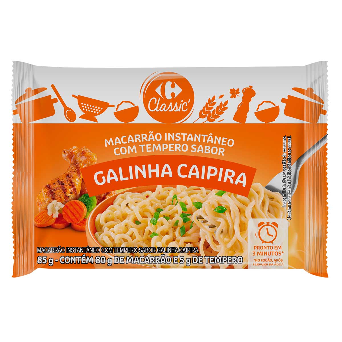 Macarrão Instantâneo Carrefour Sabor Galinha Caipira 85g