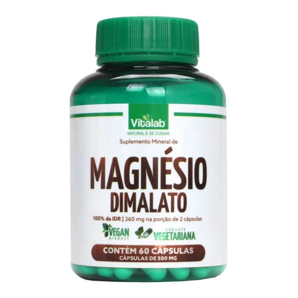 Magnésio Dimalato Suplemento Mineral Vitalab 500 mg 60 Cápsulas