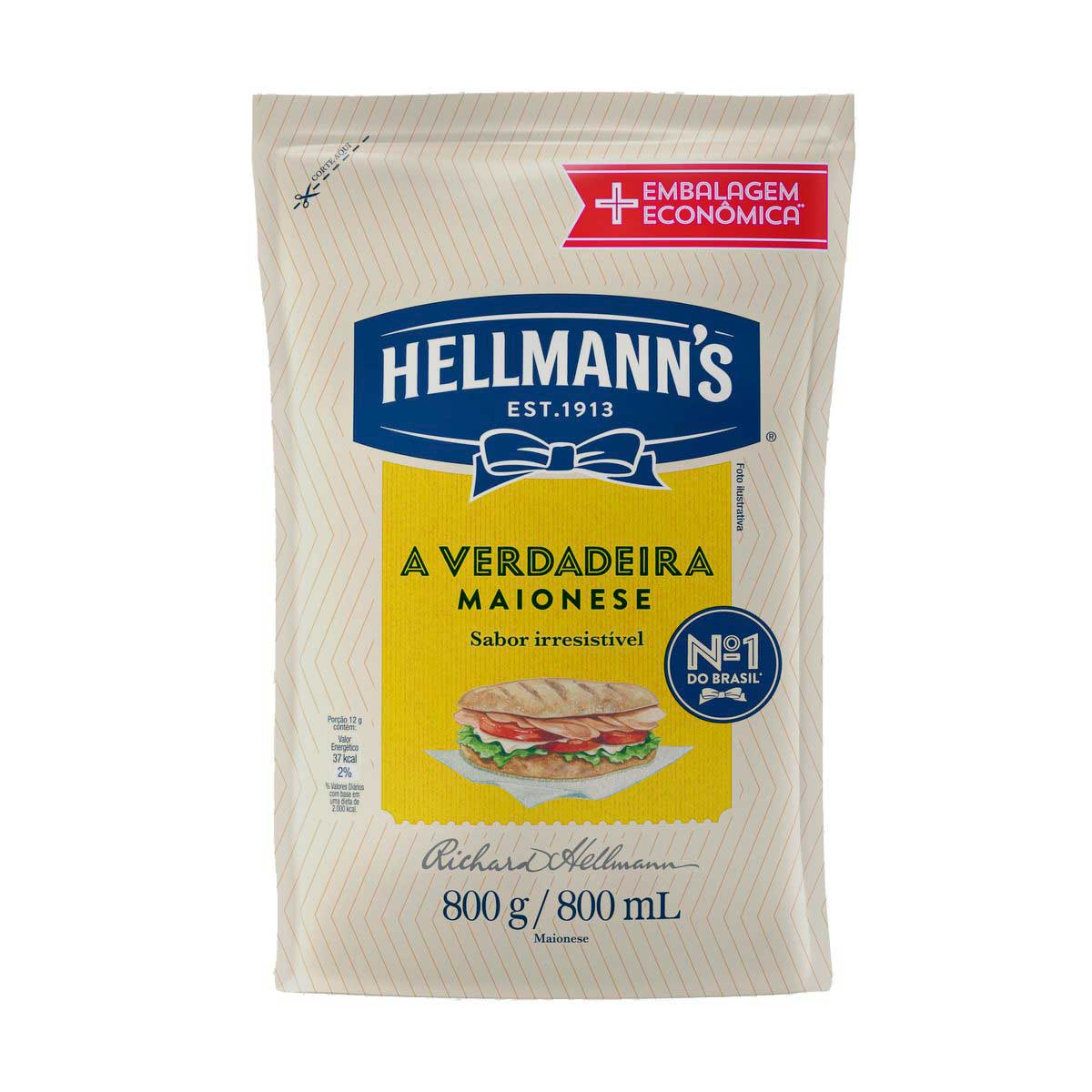 Maionese Hellmann&apos;s Sachê 800 g Embalagem Econômica