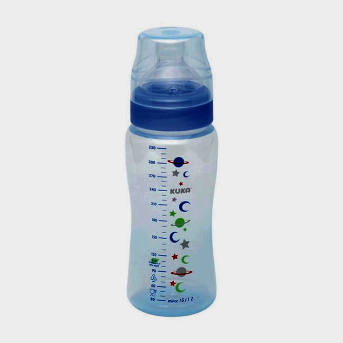 Mamadeira Cor Azul Bico Ortodôntico Big Soft Kuka 330 ml