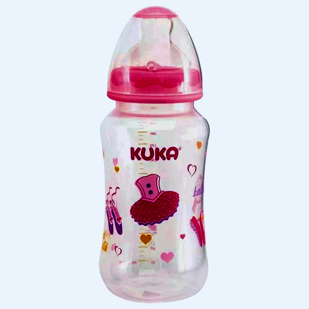 Mamadeira Cor Rosa Bico Ortodôntico Big Soft Kuka 330 ml