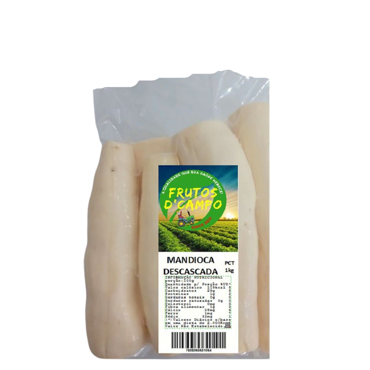 Mandioca Descascada Frutos do Campo Pacote 1 kg