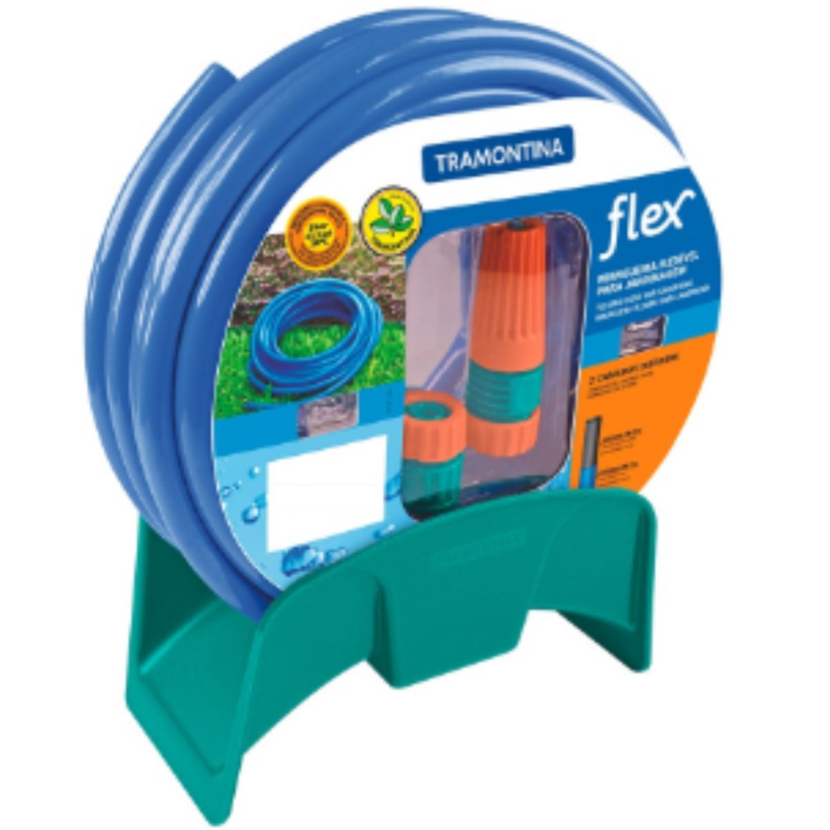 Mangueira para Jardim com Esguicho e Suporte Flex 20m Tramontina Azul