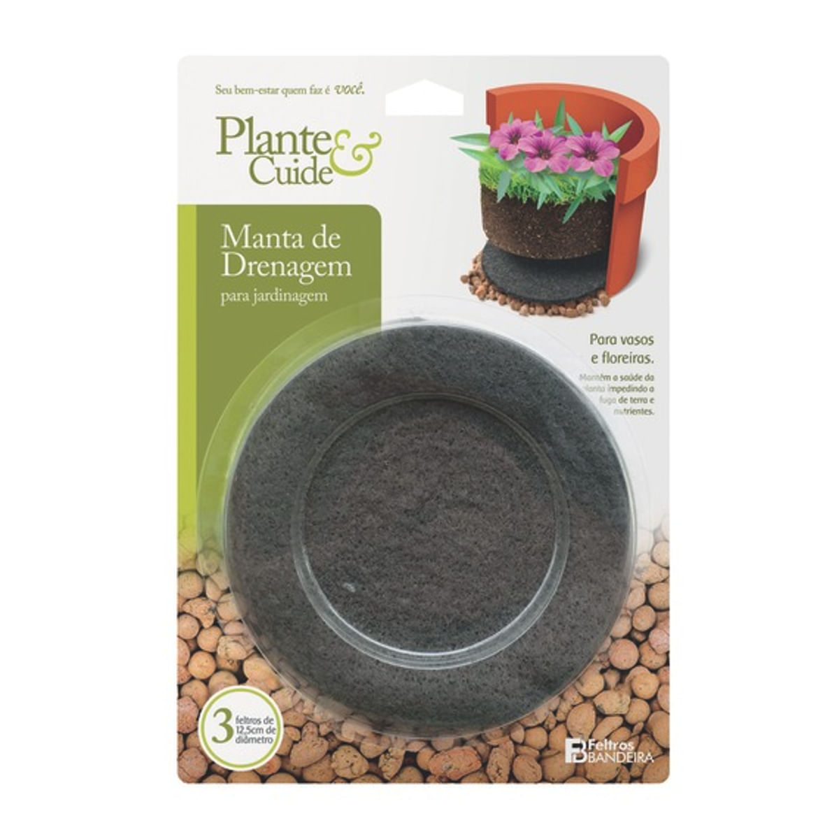 Manta de Drenagem Vaso Plante &amp; Cuide 13 Cm