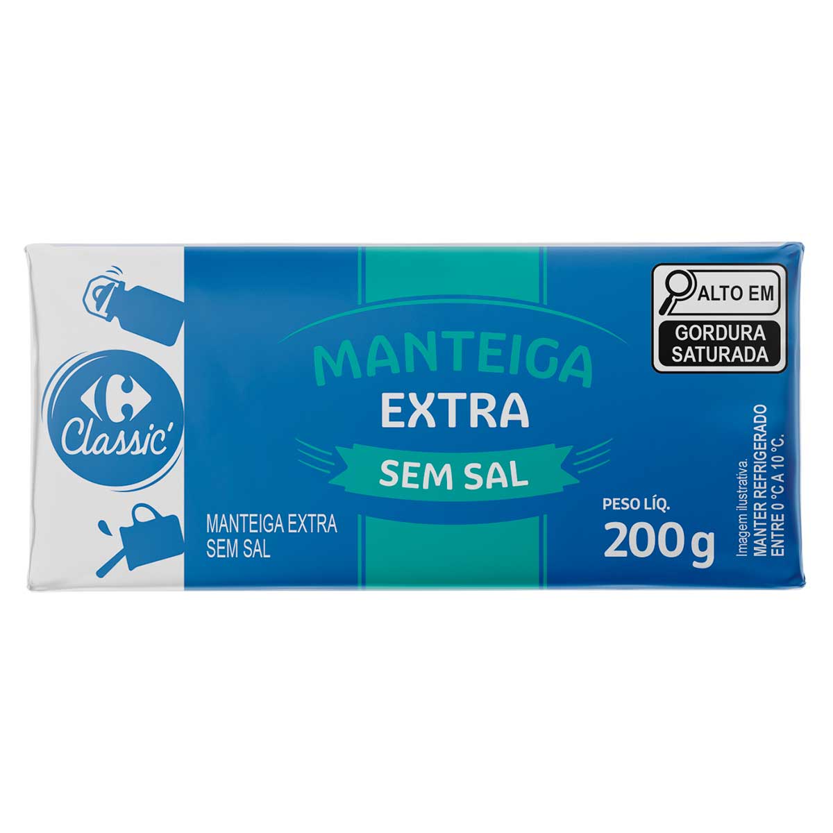 Manteiga Extra sem Sal Carrefour Tablete 200 g