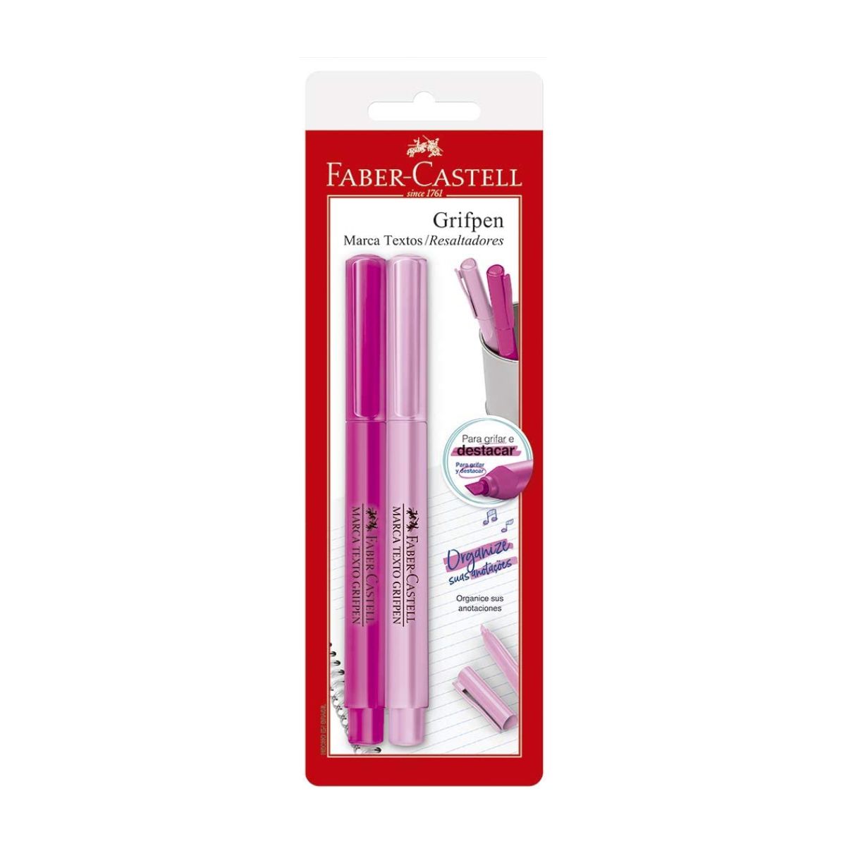 Marca Texto Faber-Castell Rosa Neon e Rosa Pastel