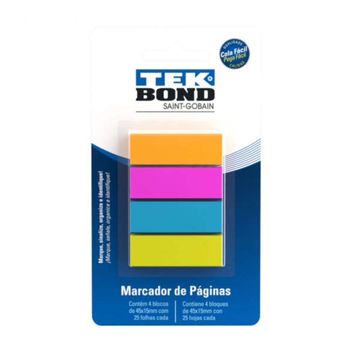 Marcador de Pagina 45x15mm Tekbond 4 Cores