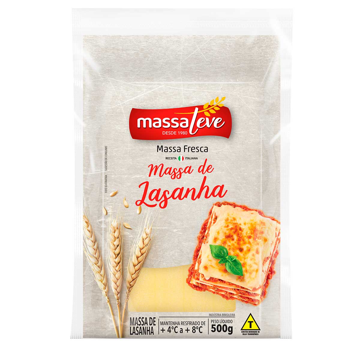 Massa Fresca para Lasanha Tradicional Massa Leve 500g