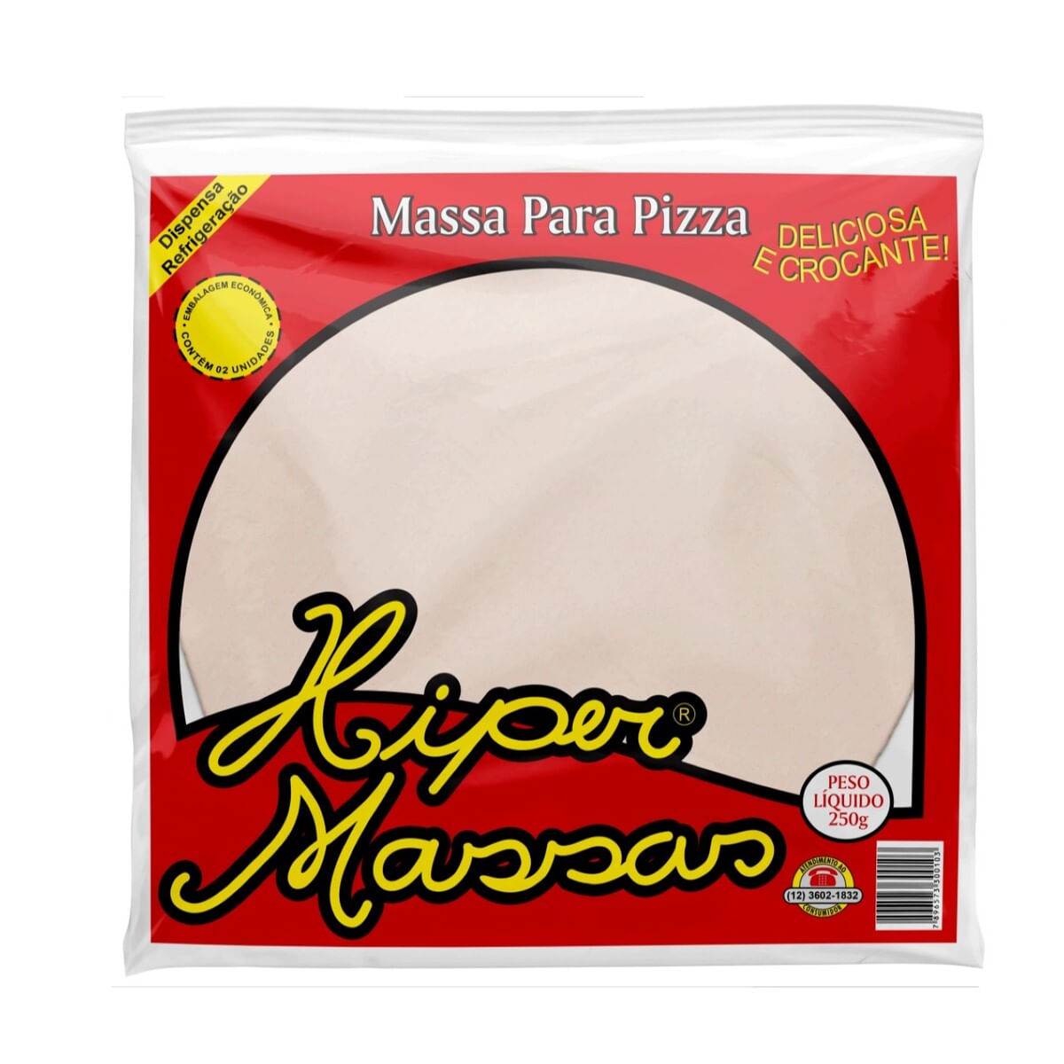 Massa para Pizza Hiper Massas com 2 Unidades Pacote  250 g