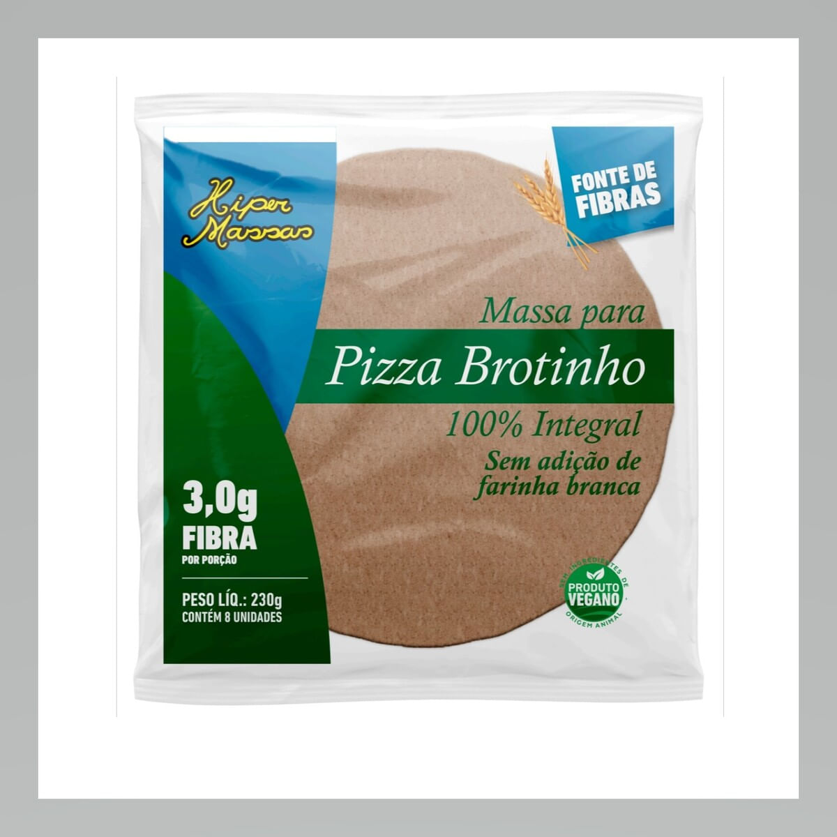 Massa para Pizza Hiper Massas Integral com 8 Unidades Pacote  230 g