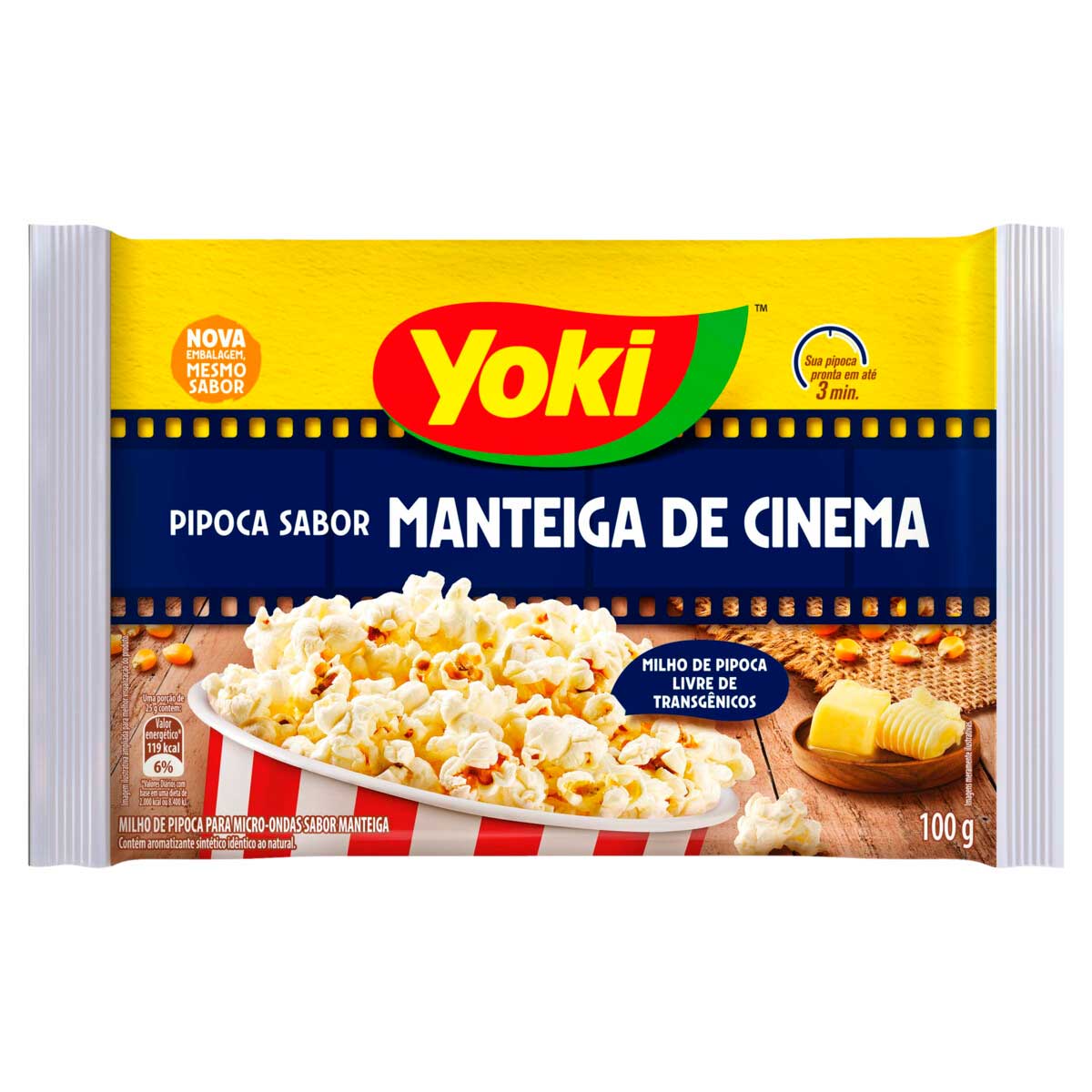 Pipoca para Micro Ondas Manteiga de Cinema Yoki 100g