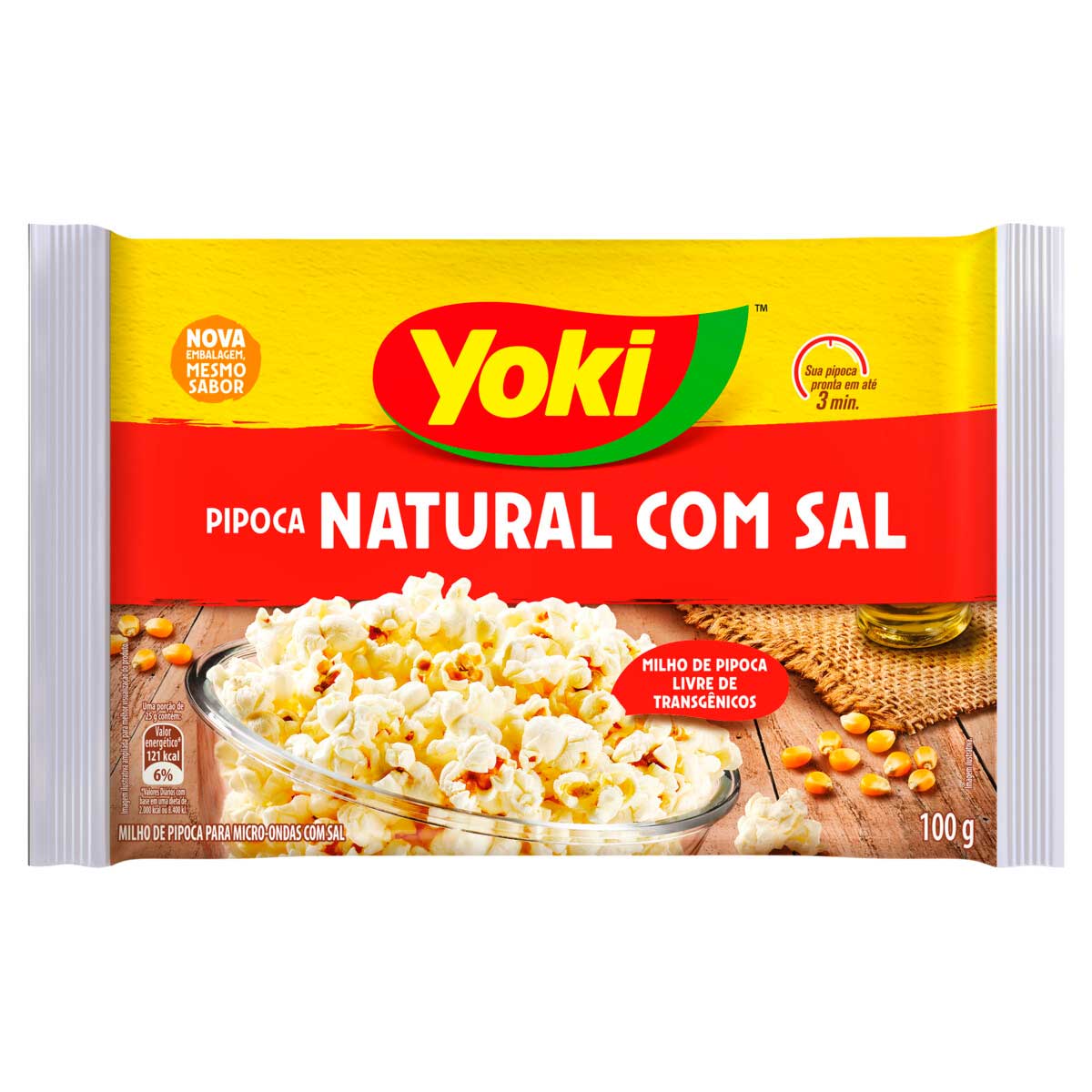 Pipoca para Micro-Ondas Natural com Sal Yoki 100g