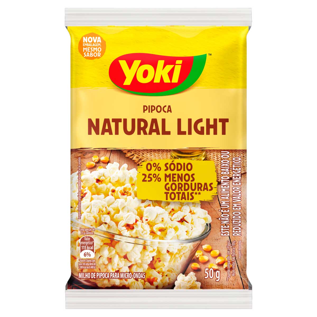 Pipoca para Micro-Ondas Natural Light Zero Sódio Yoki 50g