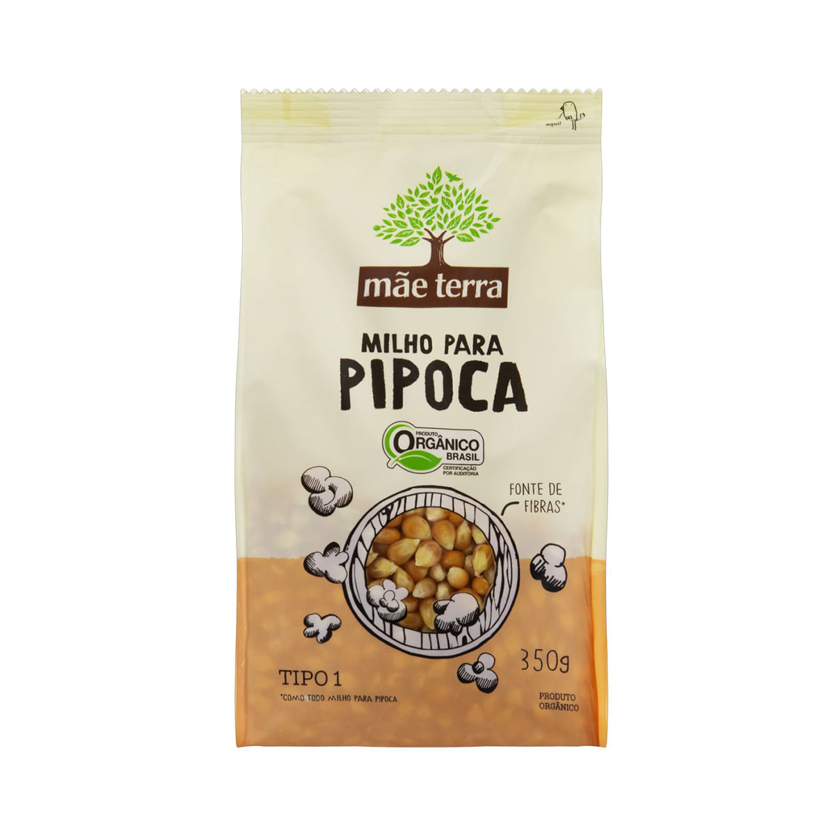 Milho para Pipoca Tipo 1 Orgânico Mãe Terra Pacote 350 g