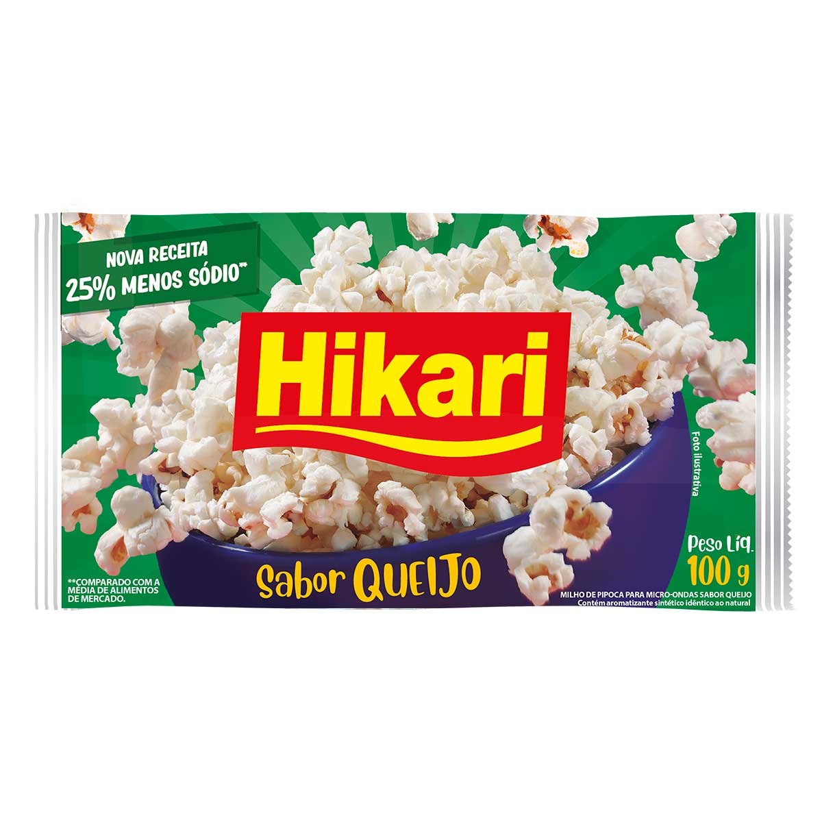 Pipoca para Micro-ondas Sabor Queijo Hikari 100g