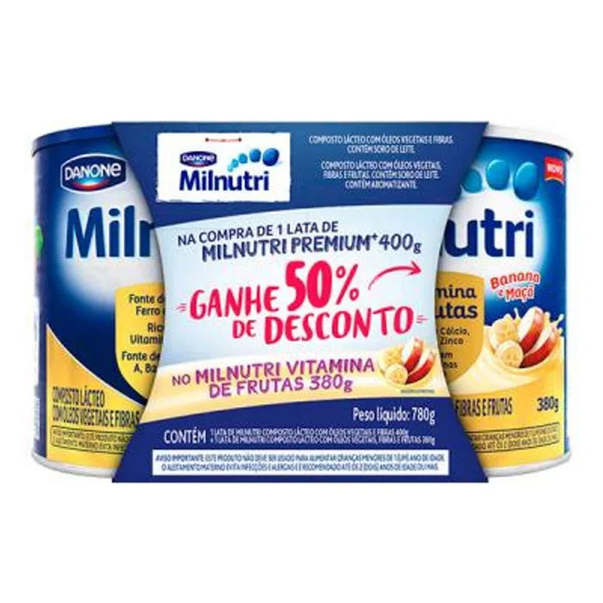 Composto Lácteo Milnutri Premium 400 g + Milnutri Vitaminas de Frutas 380 g