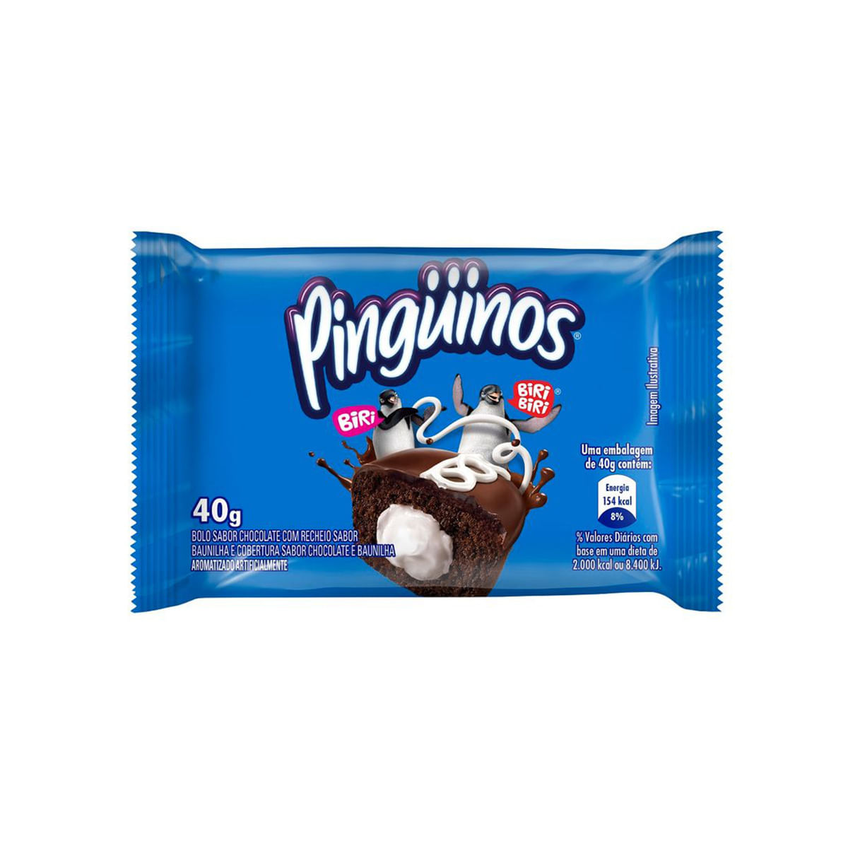 Mini Bolo de Chocolate com Recheio de Baunilha Pinguinos 40g