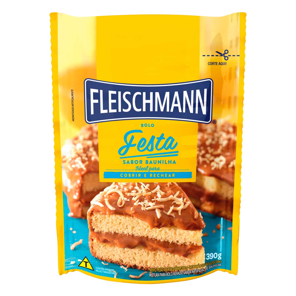 Mistura para Bolo Festa Aerado Baunilha Fleischmann 390g