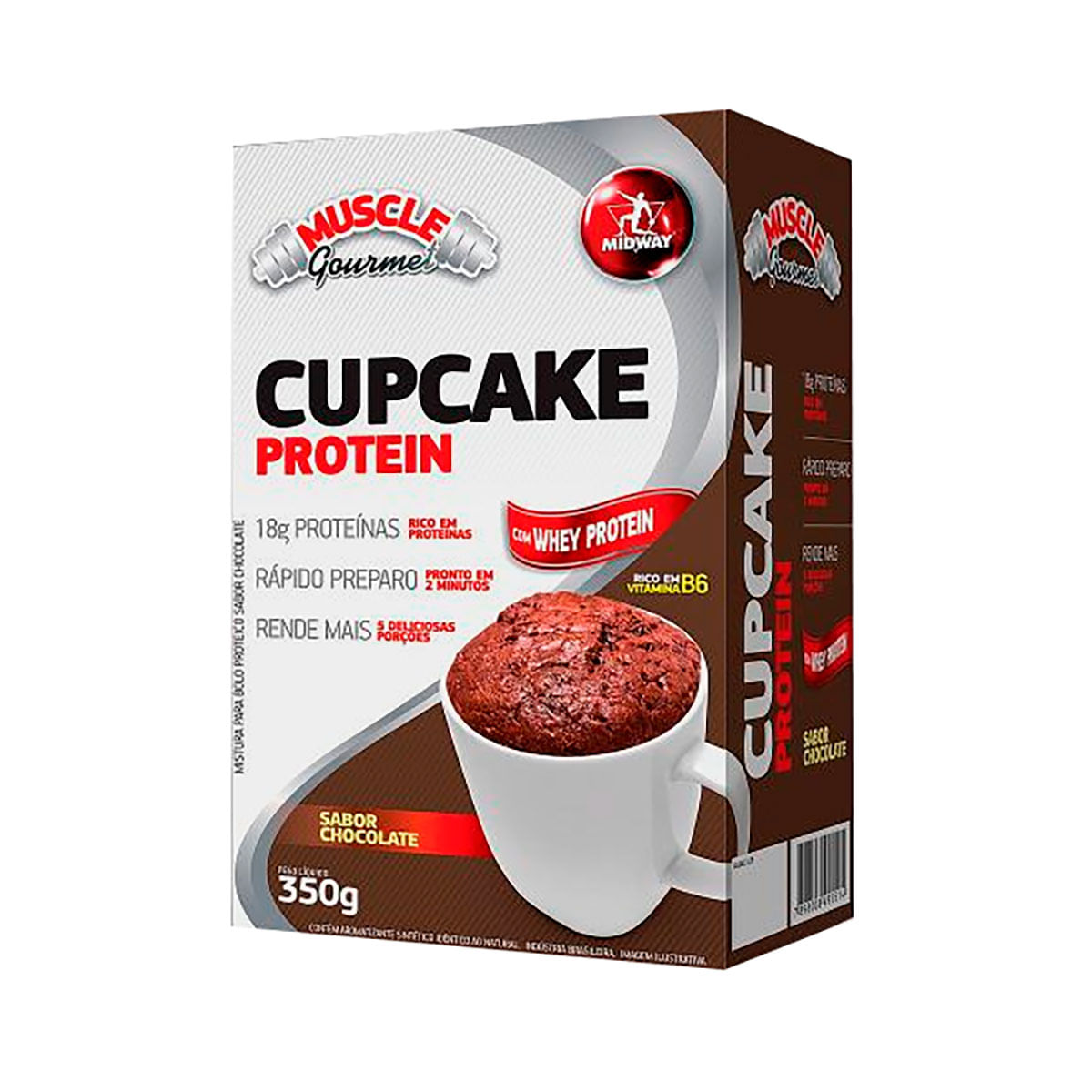 Mistura para Bolo Cupcake Chocolate Whey Midway 350 g