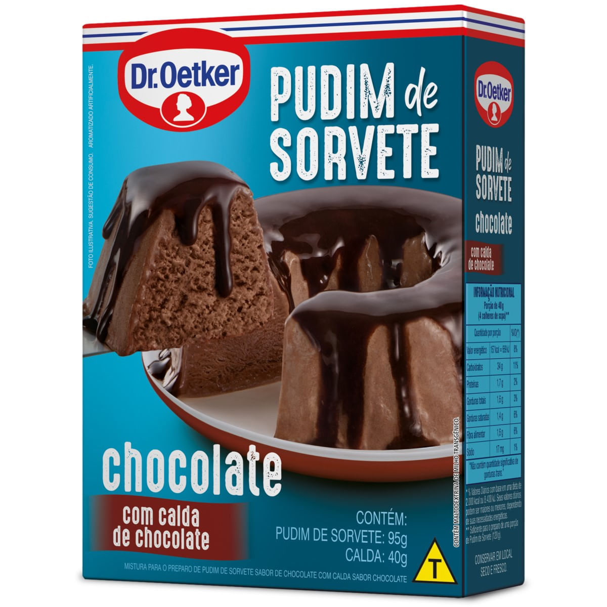 Mistura para Preparo de Pudim de Sorvete Chocolate + Calda de Chocolate Dr. Oetker 148 g