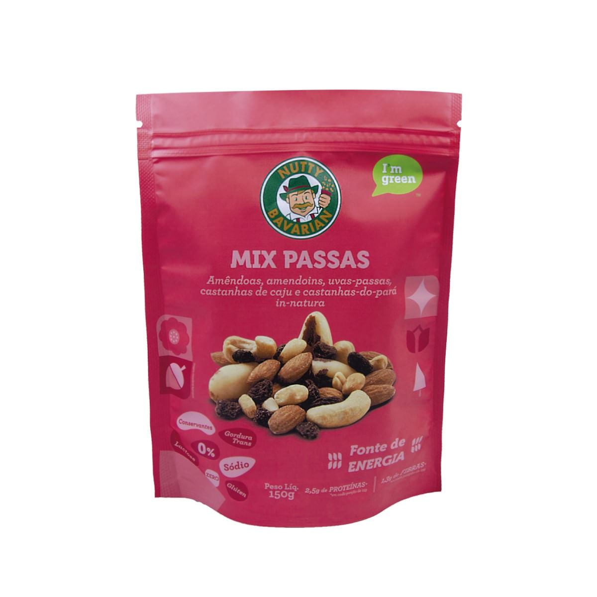 Mix de Amendoim,Amêndoas,Passas e Castanhas Nuts Nutty Bavarian 150 g