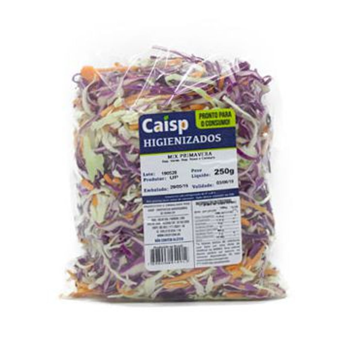 Mix Primavera Higienizados Pronto para Consumo Fatiado Caisp 250 g