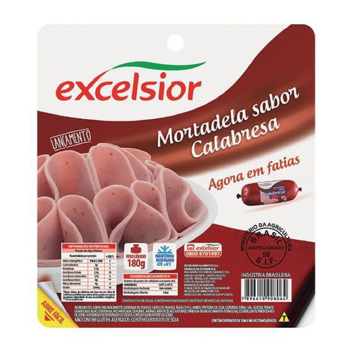 Mortadela com Calabresa Fatiada Excelsior 180 g