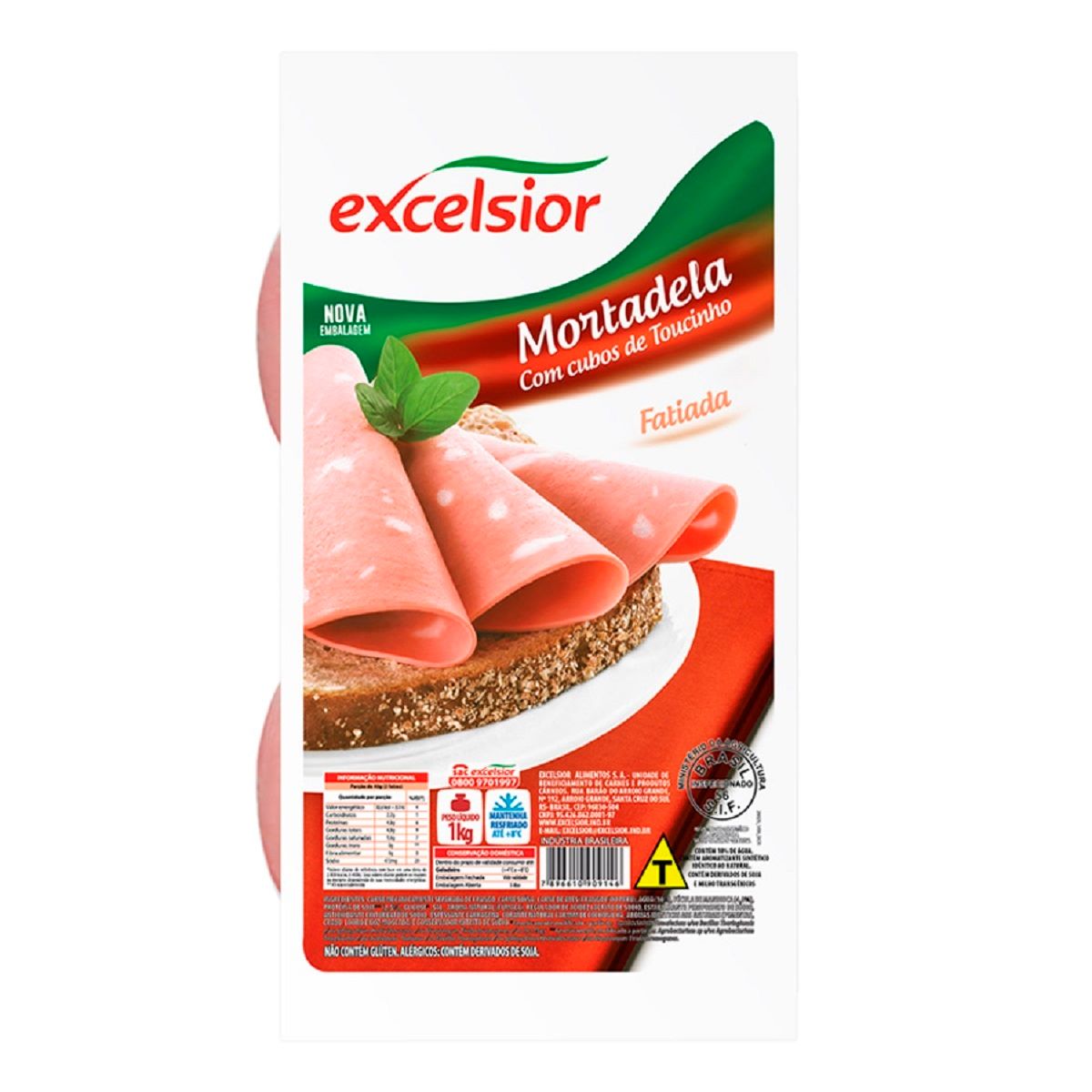 Mortadela com Toucinho Fatiada Excelsior 180 g