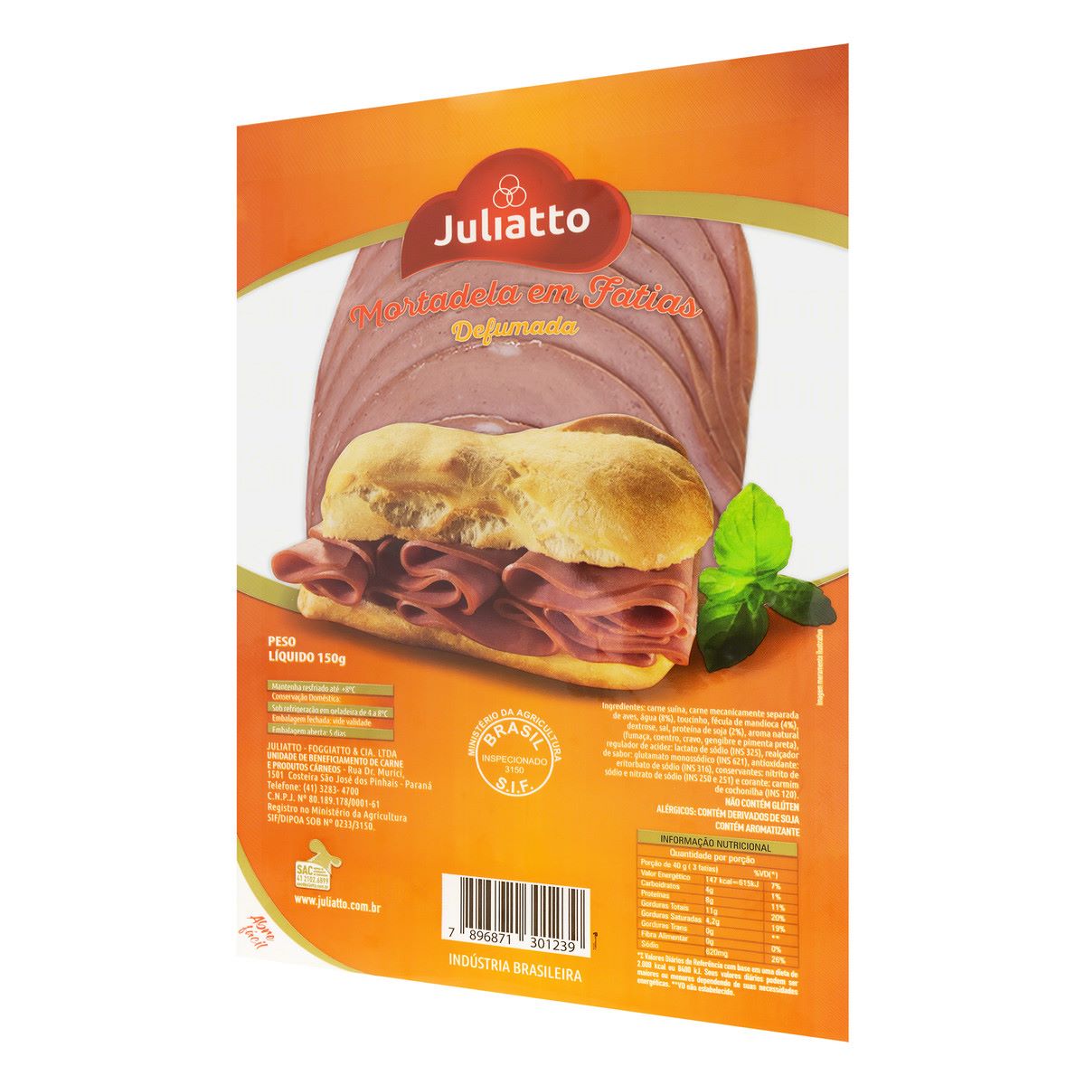 Mortadela Defumada Fatiada Juliatto 150 g