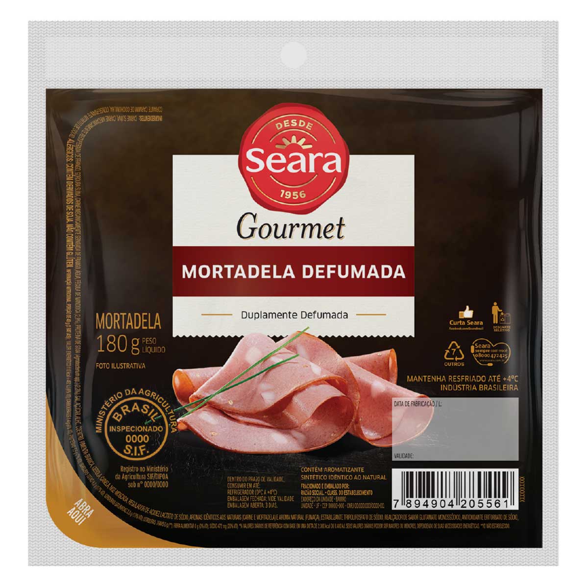 Mortadela Defumada Fatiada Seara Gourmet 180g