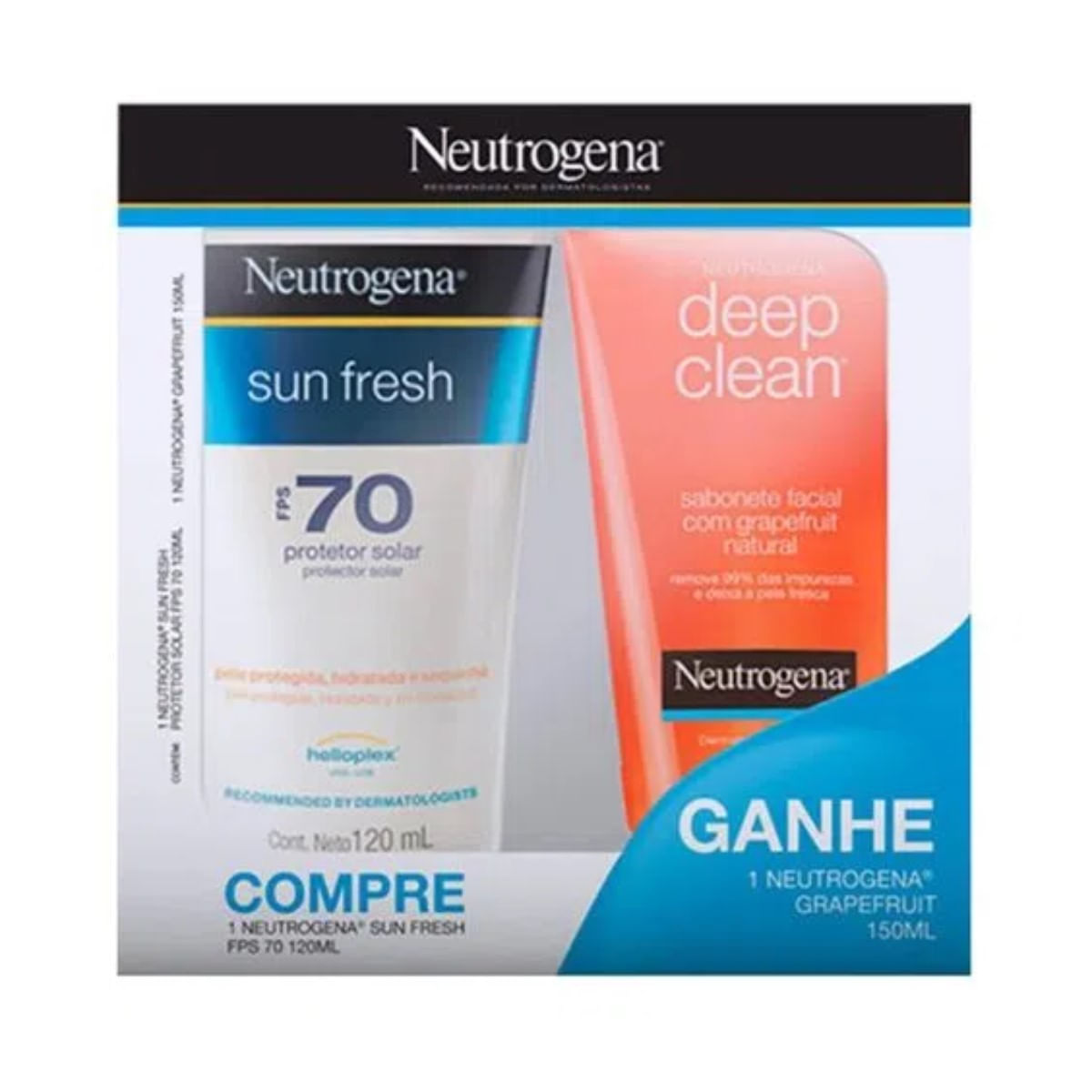 Kit Neutrogena Protetor Solar FPS70 Sun Fresh 120ml +  Sabonete Facial Grapefruit 150ml