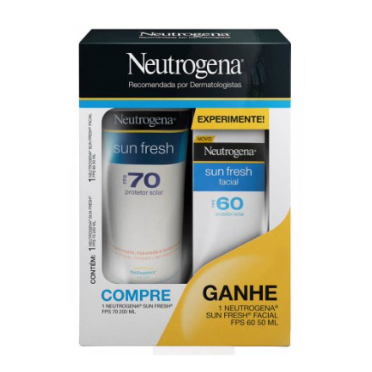 Kit Protetor Solar Neutrogena Sun Fresh com 1 Protetor Corporal FPS 70 de 200 ml + 1 Protetor Facial FPS 60 de 50 ml