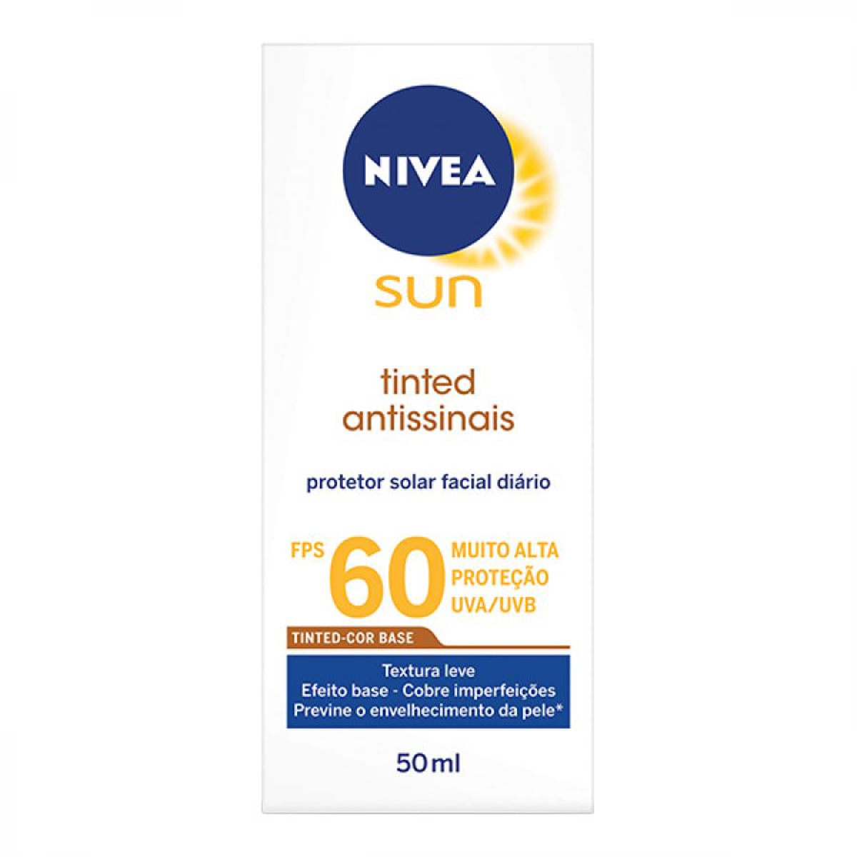 Protetor Solar Facil FPS 60 Nivea Sun Tinted Antissinais 50 Ml