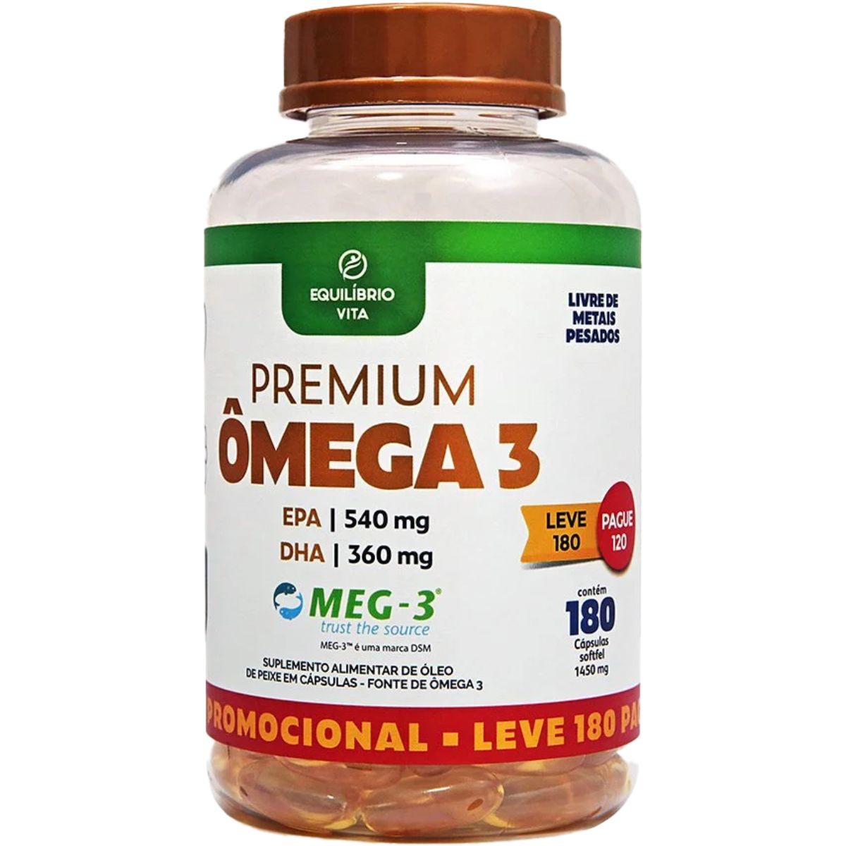 Ômega 3 1000 mg Equilíbrio Vita Cápsulas 180 Cápsulas