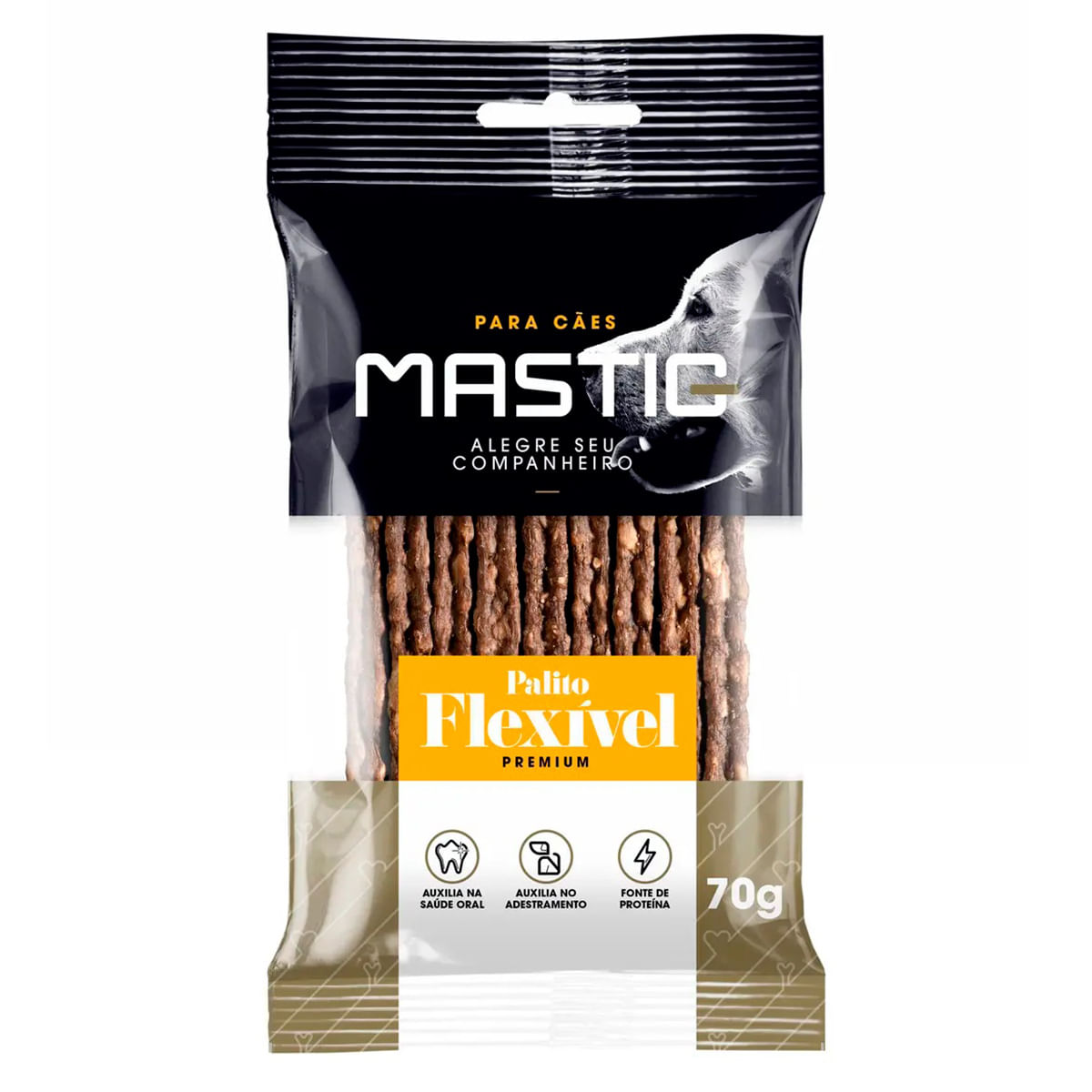 Petisco Osso Palito Flex para Cães Adultos e Filhotes Mastig Sabor Bacon 70g