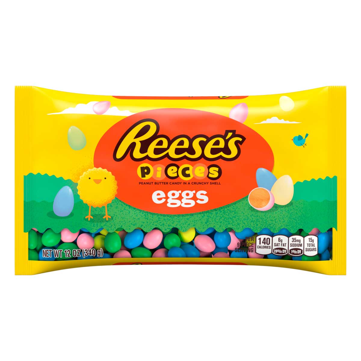 Confeito de Chocolate Recheio Pasta de Amendoim Reese&apos;s Pieces Eggs Pacote 340 g