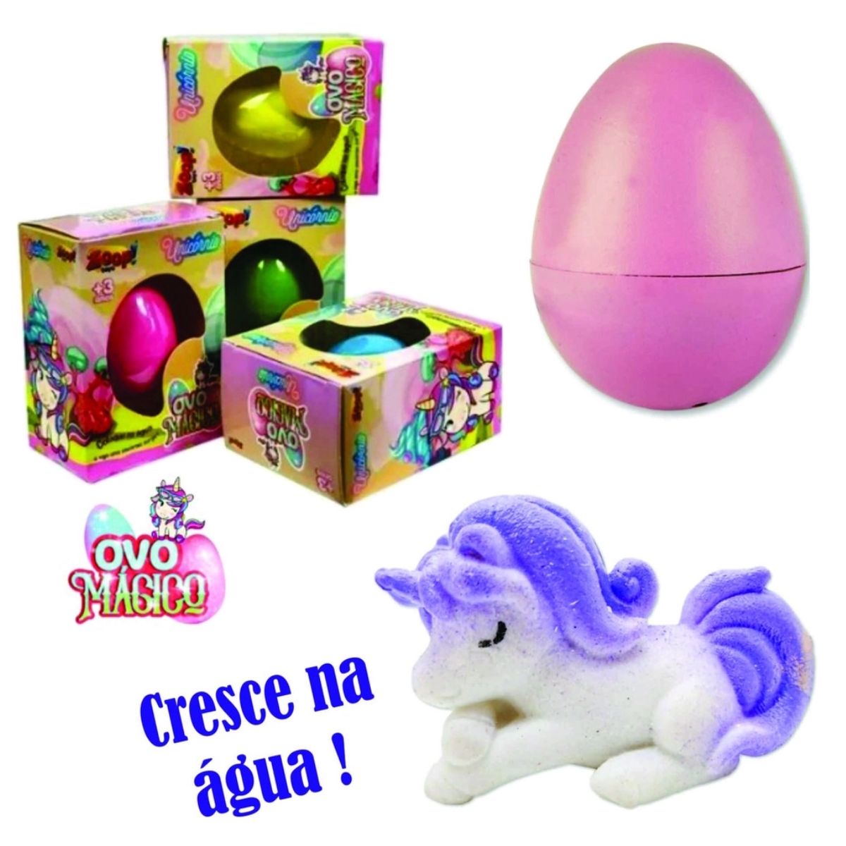 Ovo Mágico Zoop Toys Unicórnio Surpresa Cresce na Água