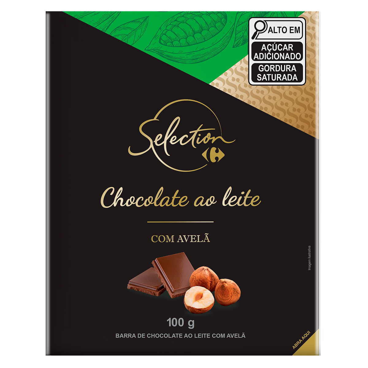 Barra de Chocolate ao Leite com Avelã Carrrefour Selection 100g