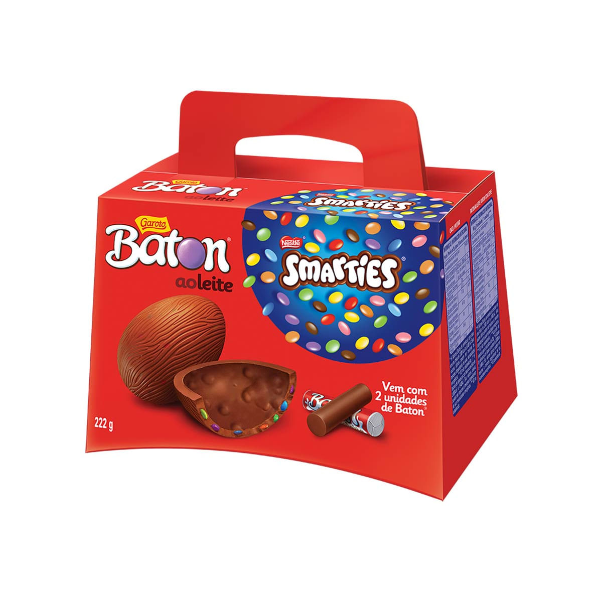 Ovo de Páscoa Chocolate ao Leite Baton Smarties Garoto 222 g