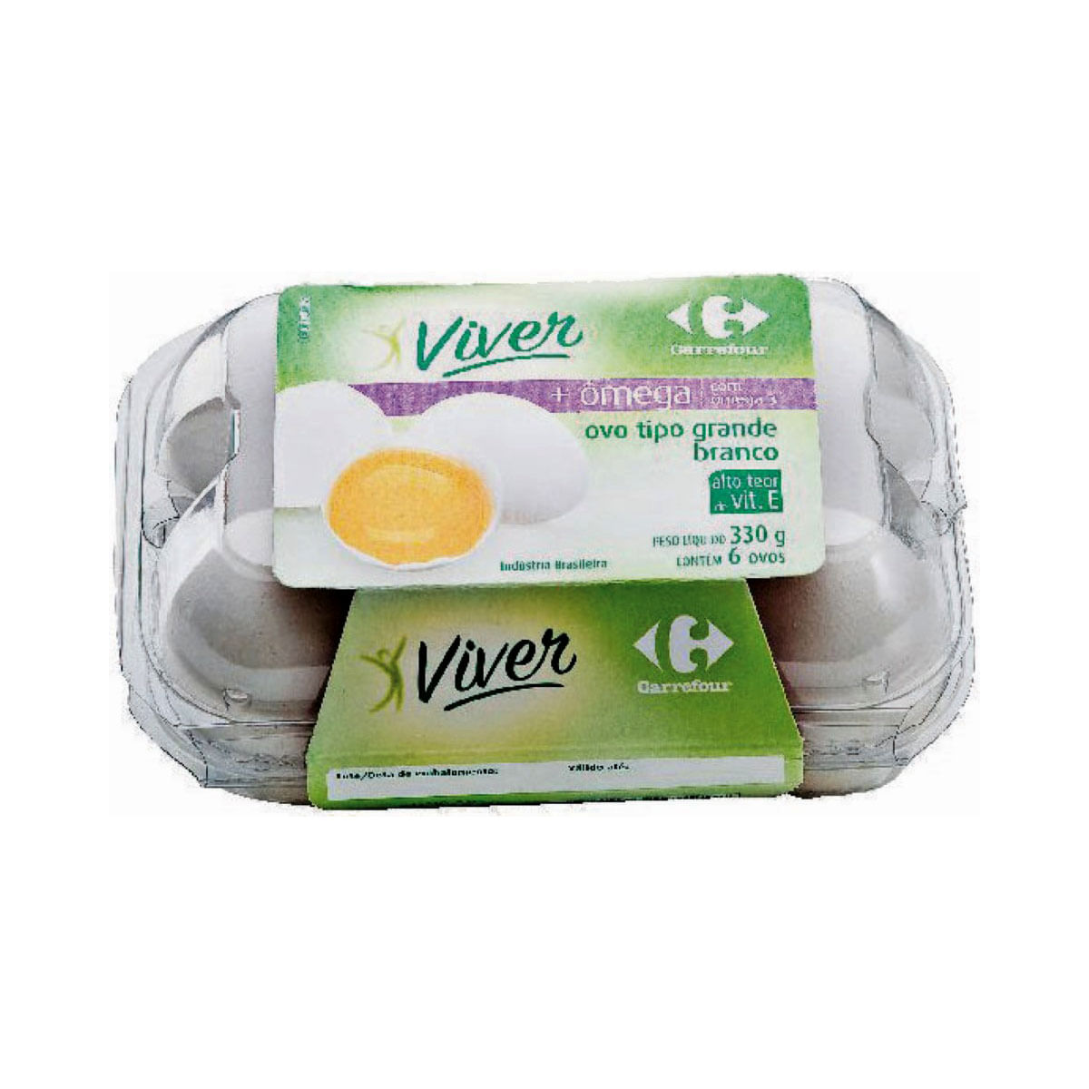 Ovos tipo Grande Branco Viver 330g 6 Unidades