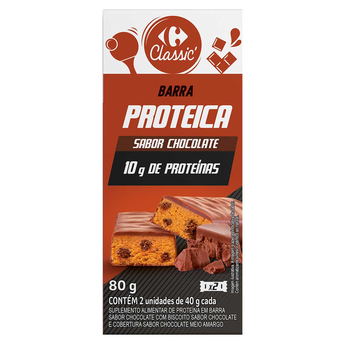 Barra Proteica Sabor Chocolate Carrefour Classic 80g