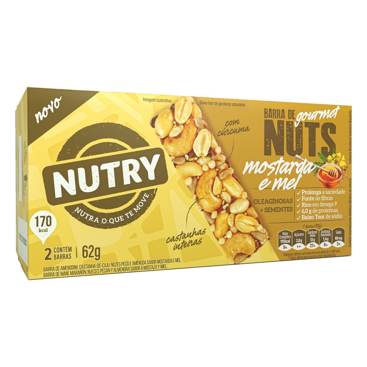 Barra de Cereal Nuts Mostarda e Mel Nutry Gourmet 62 g